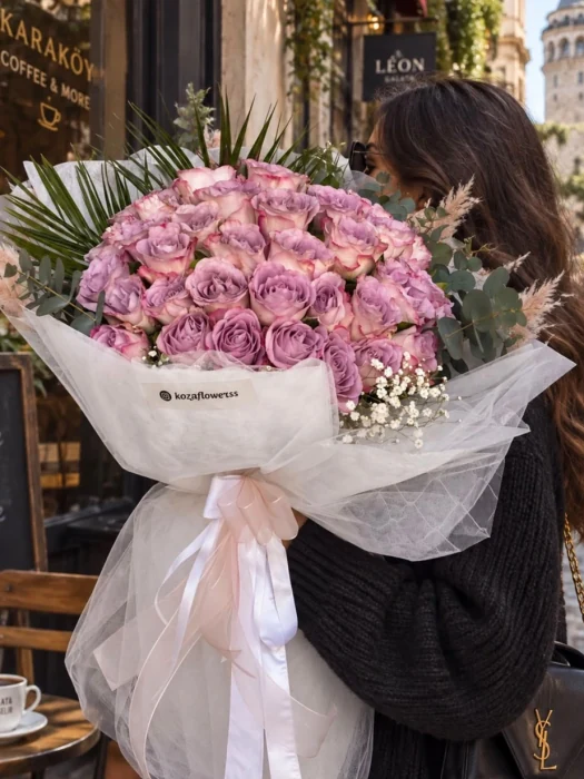 Lily Milano-40 İthal Lila Gül Buketi