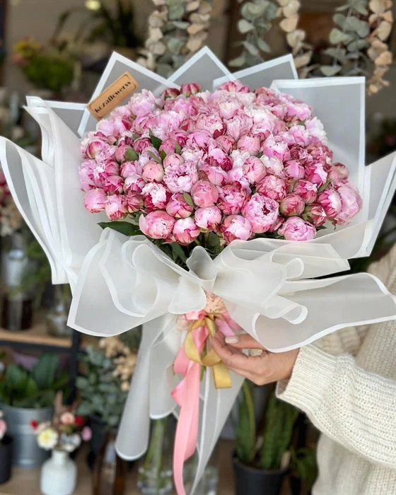 Dalia-100 Adet Pembe Şakayık Buketi