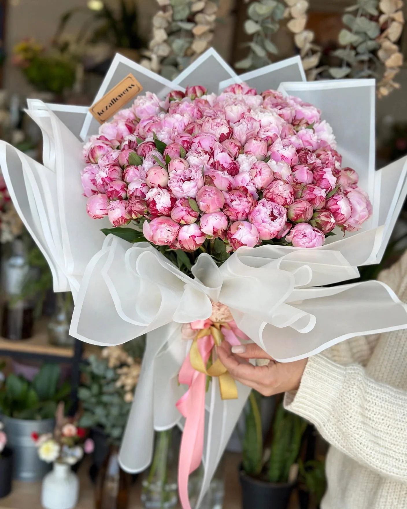 Dalia-100 Adet Pembe Şakayık Buketi